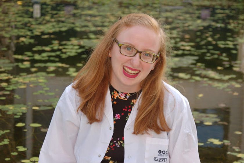 Jillian taking part in a virtual white coat ceremony at the start of her medical school studies