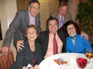 Members of the Class of 1961 60th Reunion committee. Top row L to R: Marshall Frank ’61 and Jim Moore ’61, JD ’64. Bottom row L to R: Roseanna Romanelli Frank ’61; Frank Cuzzi ’61, MBA ’64; and Bobbie Horowitz ’61