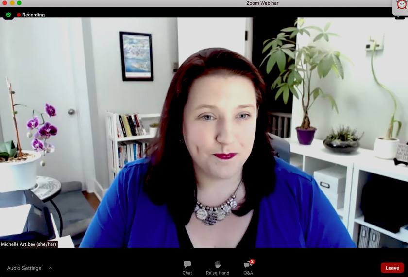 Screenshot of Michelle Artibee, director of workforce wellbeing at Cornell