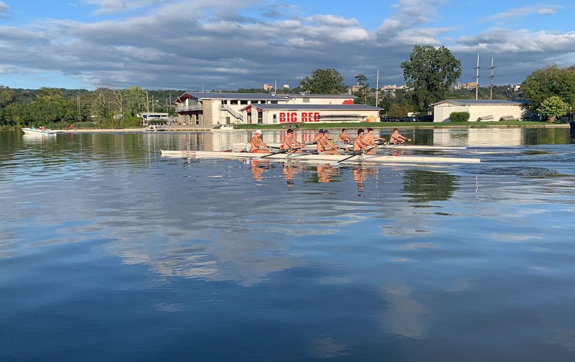 Men’s Lightweight Team members at afternoon practice on Cayuga Lake