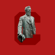 Ezra Cornell statue and the Cornell C