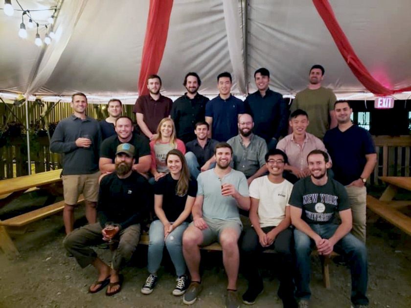 Farid (back row, second from right) with newly admitted veterans at a Cornell Undergraduate Veterans Association meet and greet event in fall 2019.