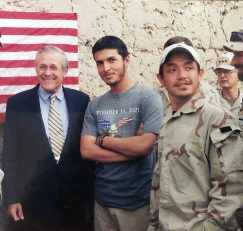 Farid met U.S. Secretary of Defense Donald Rumsfeld in September 2003