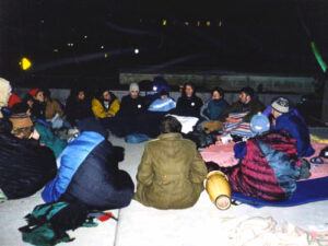 “Late at night the students often sat in circles, singing, talking, or having a brainstorm meeting,” says Doug.