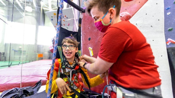 adaptive climbing at Lindseth Climbing Center