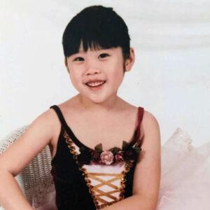 Childhood photo of Angela in her ballet costume