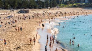 Coogee Beach in late April, which is fall in Sydney