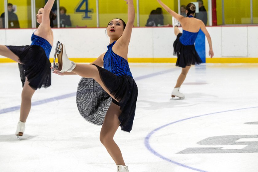 Lei Lei Wu ’21 performing with the Cornell Synchronized Skating team in December 2019