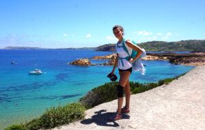 Irene Font Peradejordi MS ’21 hiking in Menorca, an Island in Catalonia, Spain, in July 2020