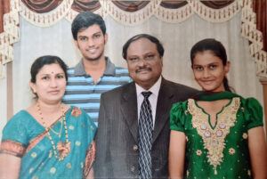 Shreyas says his family has been a big pillar of support: (L to R) his father, Dr. S.Y. Kulkarni, Shreyas, his mother Bharathi Kulkarni, and his sister Shruti Kulkarni