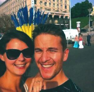 Ken Leaver ’99 and his wife Kateryna in central Kyiv in 2012
