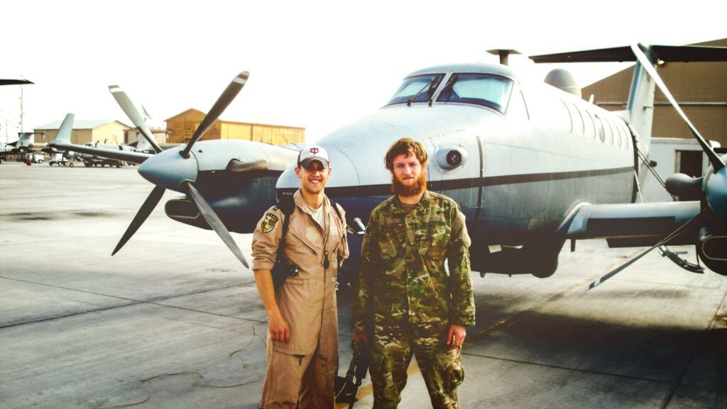 Caruso (at right) in Kandahar in 2011, after a flight over southern Afghanistan.
