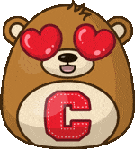 Cornell bear with heart eyes