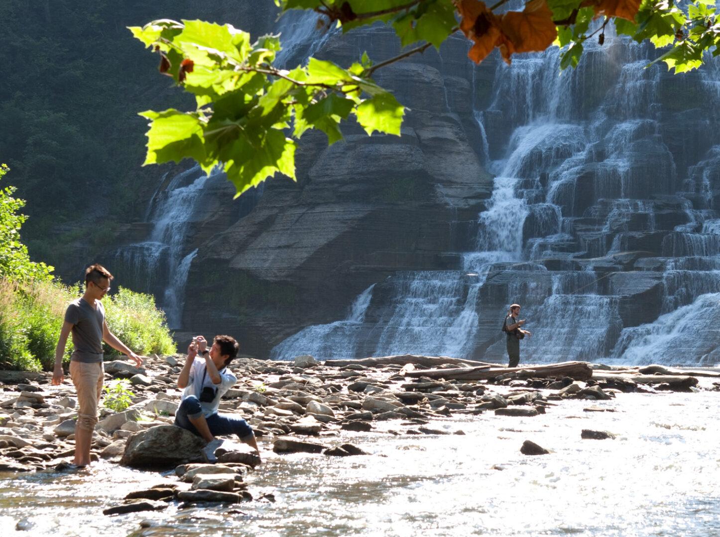 Fall Creek and Ithaca Falls in summer.