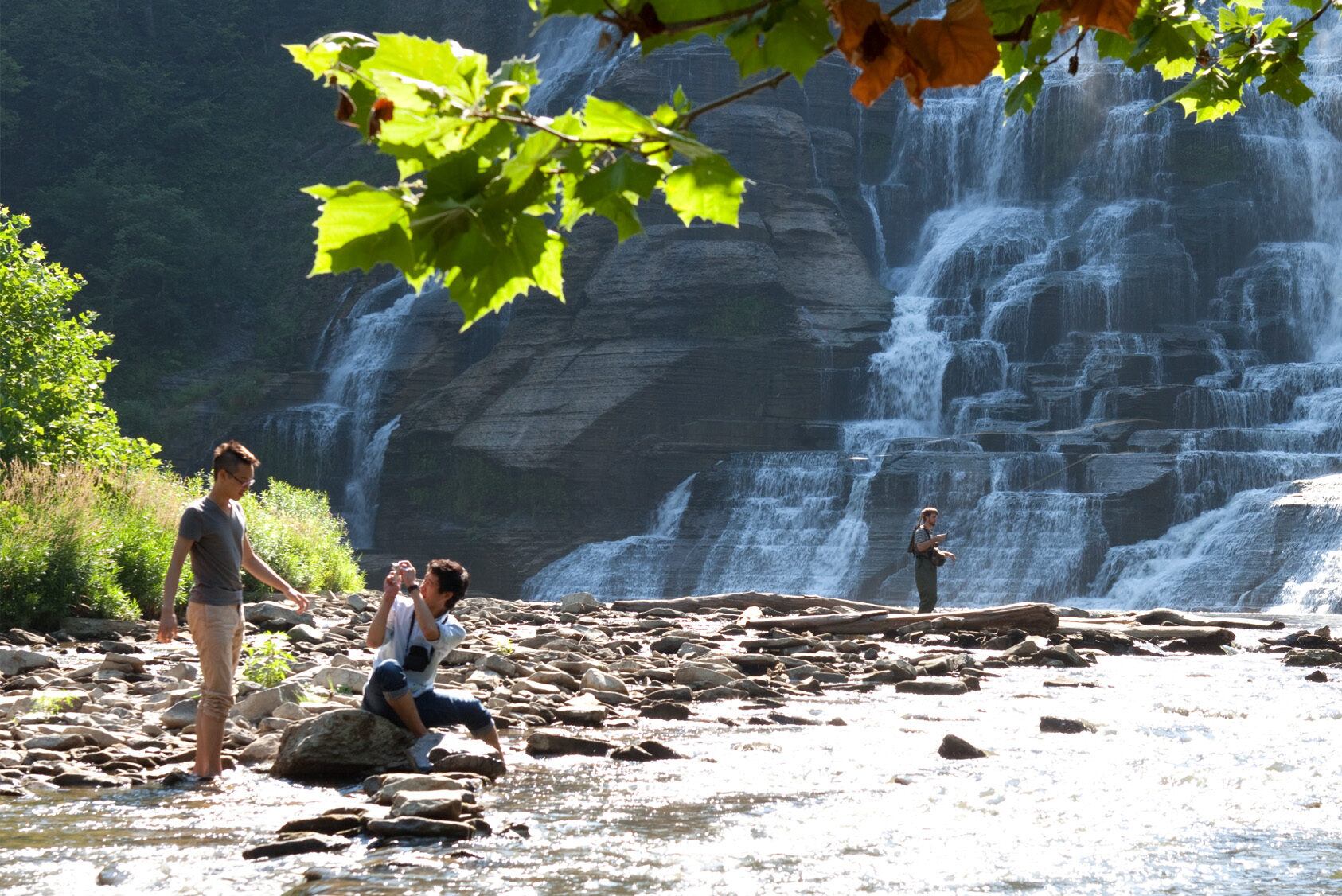 Fall Creek and Ithaca Falls in summer.