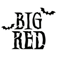 Big Red pumpkin stencil with bats