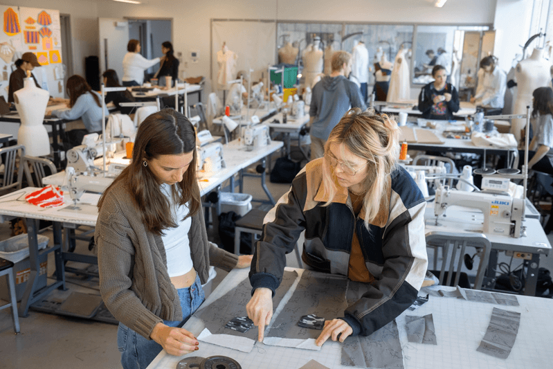 Students working on a design project