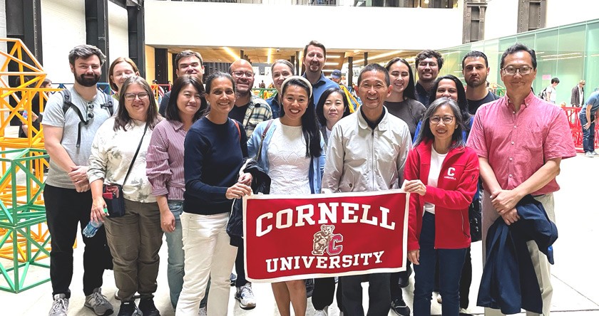 Cornell Club of UK (CCUK) members at the Tate modern in 2023 for a private tour led by Yasufumi Nakamori PhD ’11. Harrison Award winner Katia Lin ’14 (front row, second from left) helped organize the event.