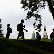 Students walk to classes on the first day of the fall semester.