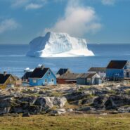 An ice formation off the coast of Qeqertarsuaq, a town in Disko Island, Greenland.