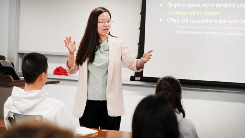 Professor Qian Yang helps information science students explore generative AI and its potential application in real-world scenarios.