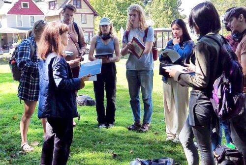 Assistant Professor Anne Weber shows her landscape architecture students how to use iPad-based LiDAR technology to document and analyze landscapes.