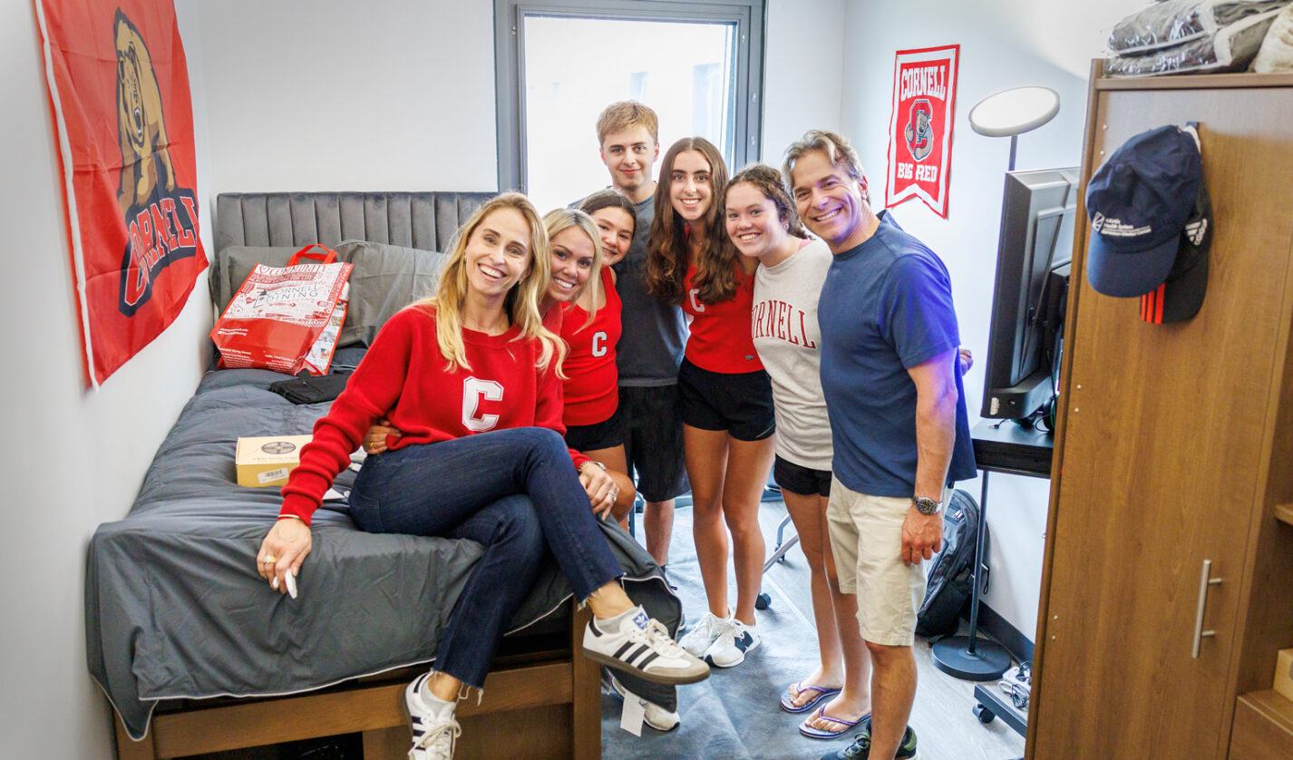 Group of new student in dorm room