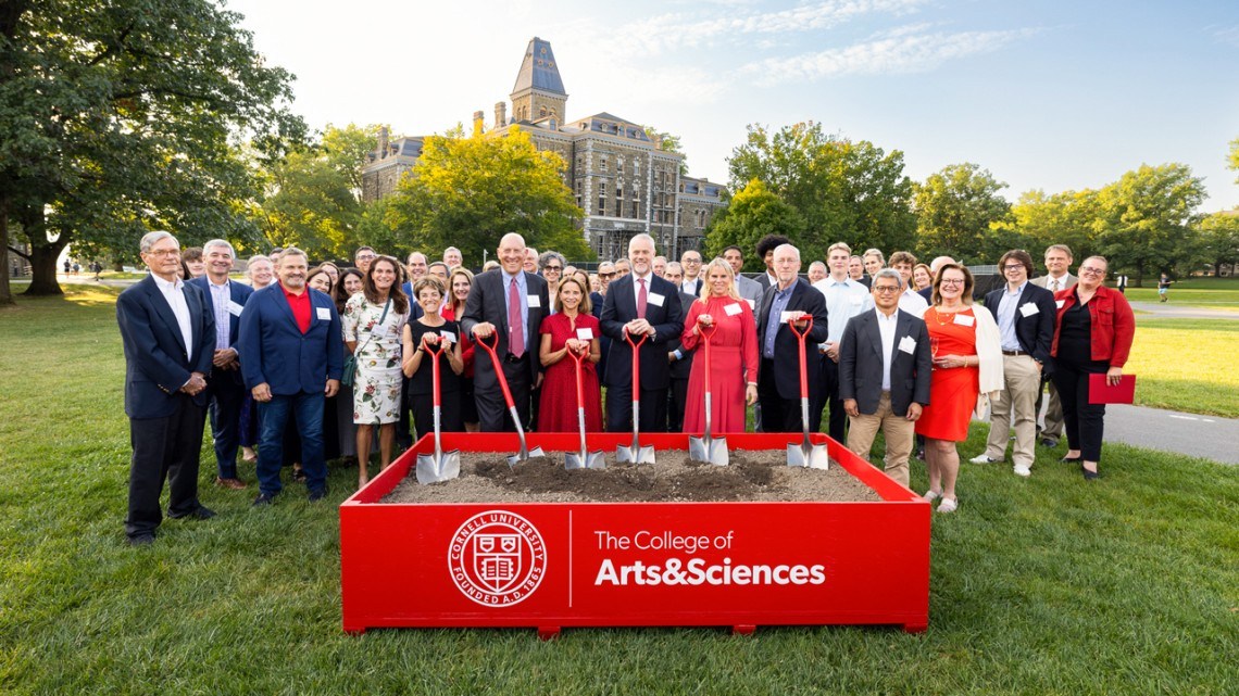 Members of the Cornell community break ground on the McGraw Hall renovation project on Sept. 19.