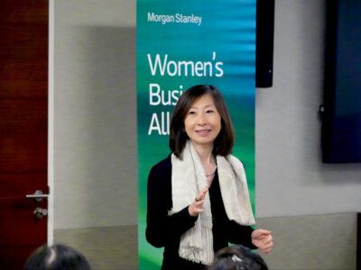 Yahlin Chang ’89 speaks at Morgan Stanley Asia Women’s Business Alliance fireside chat event in Shanghai.