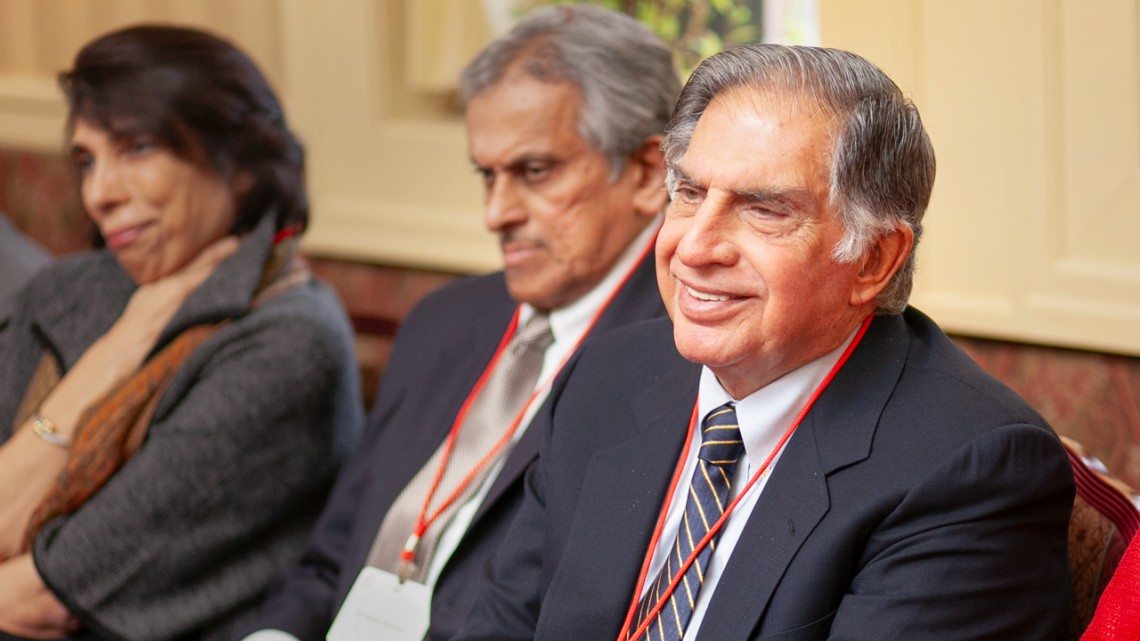 Ratan N. Tata ’59, B. Arch. ’62, one of India’s most influential and respected business leaders and philanthropists and Cornell’s largest international donor, at the Tata Scholars Reception in 2012.