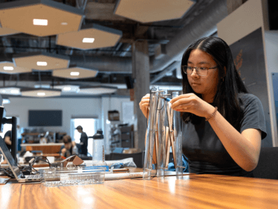 student working on a prototype