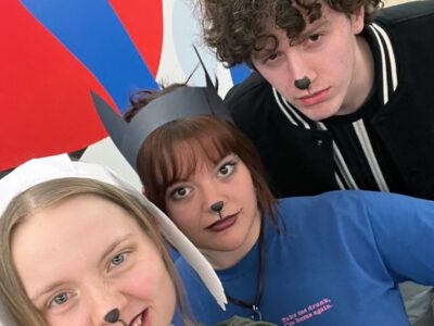 Bixby and fellow PMA students, Ana Mocklar '25 and Cecelia Wagner '25, participate in Festival 24, a 24-hour theater production, direction, and performance event that occurs semesterly at Cornell.
