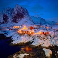 Nighttime village in Greenland