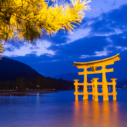Itsukushima Shrine at sunset