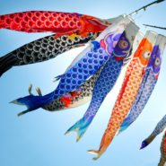 Japanese kites shaped like koi