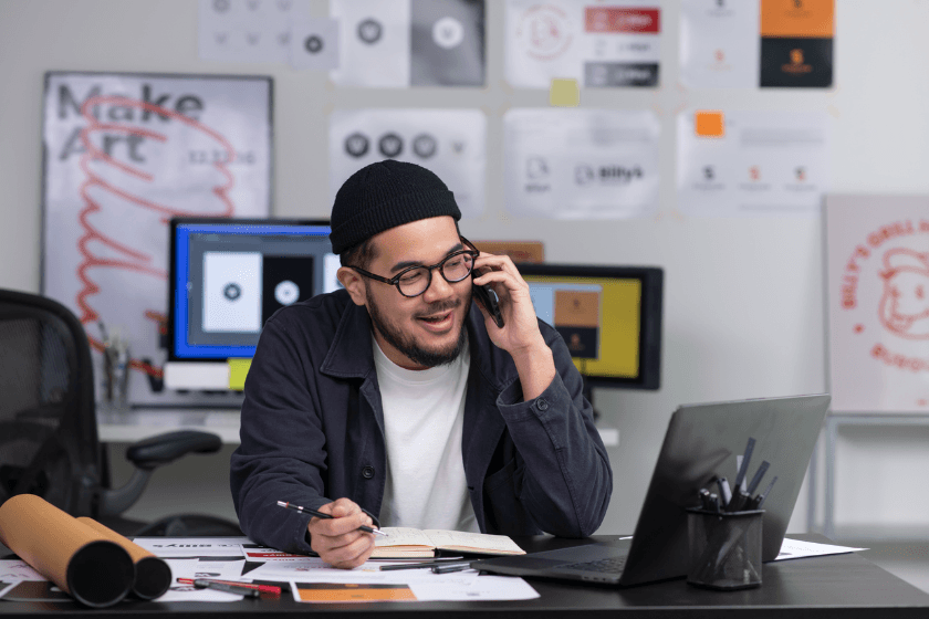 Asian Graphic designer working in office.