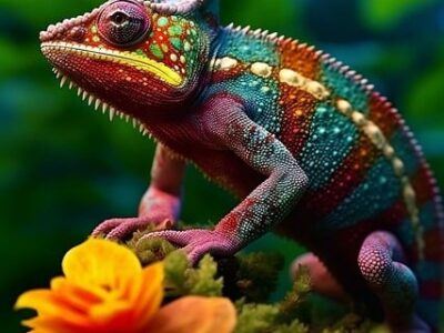 brightly colored chameleon