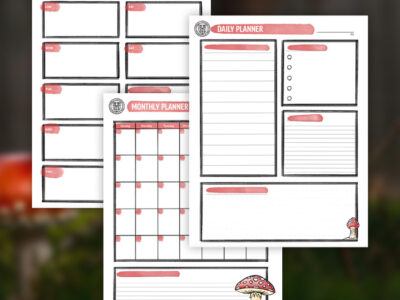 Mushroom-themed planners