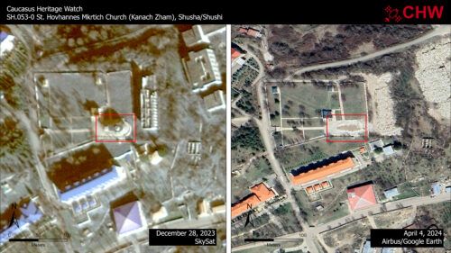 A destroyed cultural site documented by Caucasus Heritage Watch.