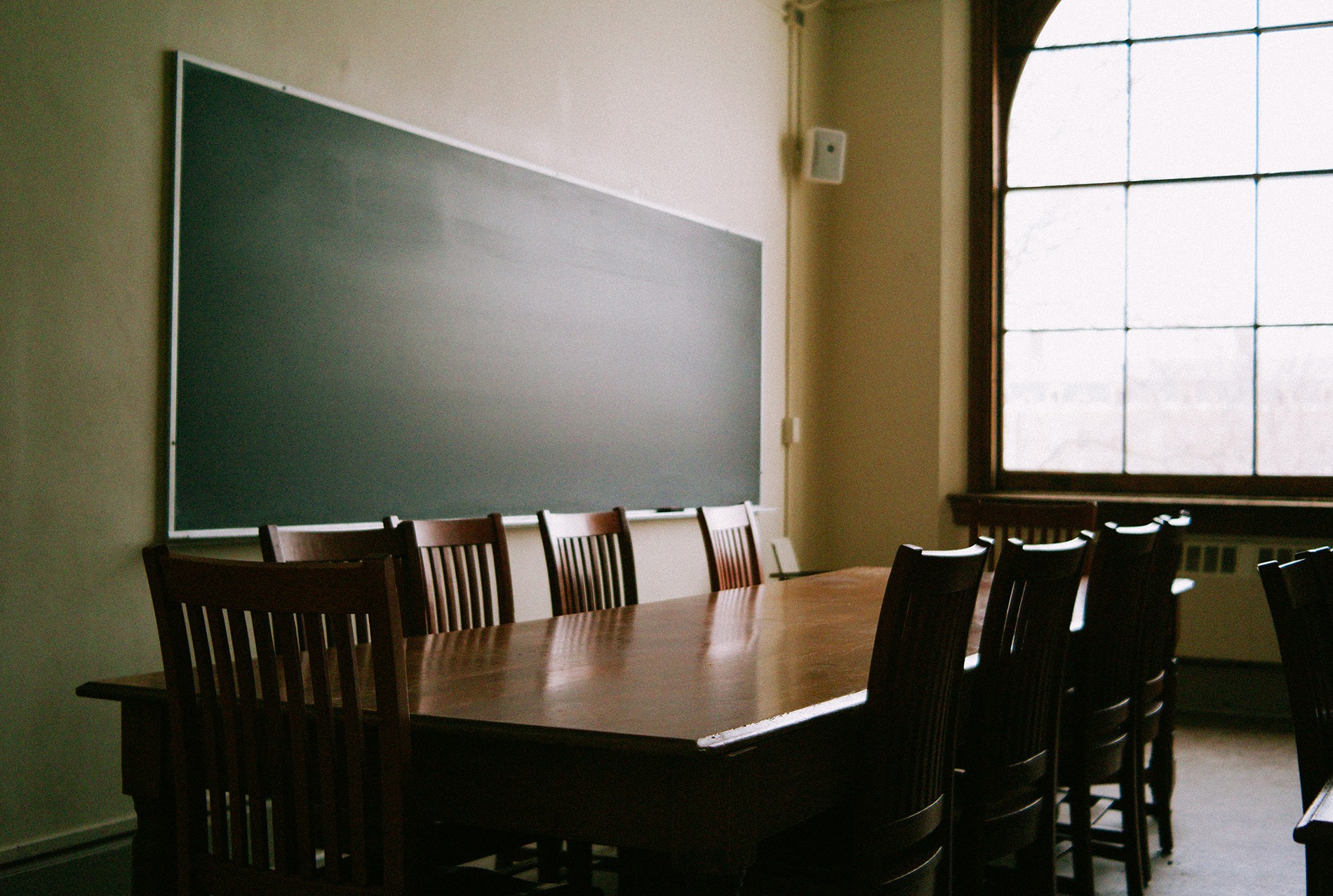 A Goldwin Smith seminar room awaits students' return.