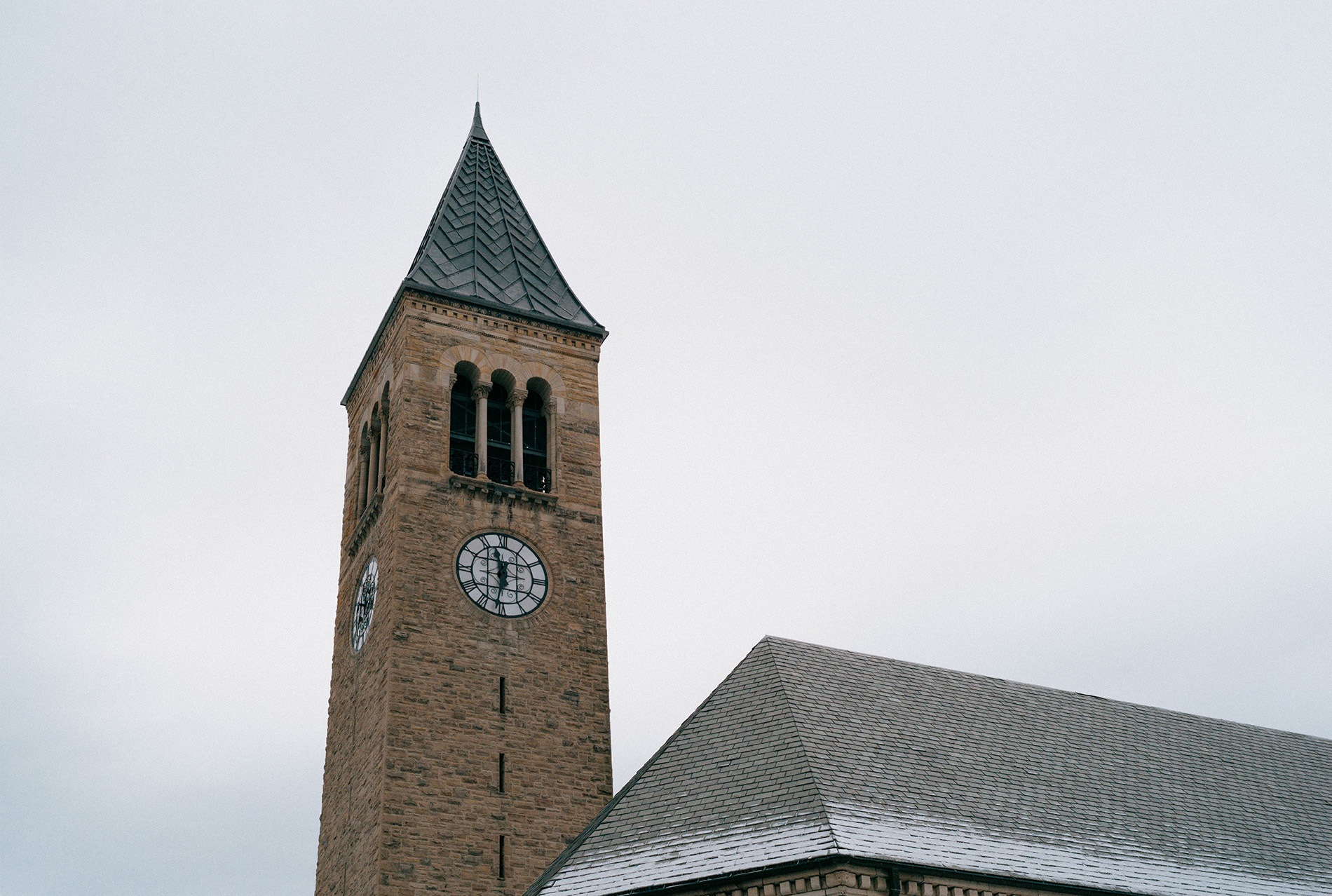McGraw Tower rises above the tranquil campus.