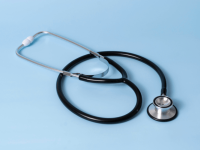 stethoscope on a blue background