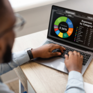 Person typing on laptop with page open on Expenses by Category