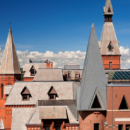 Blue skies above Sage Hall