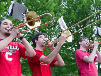 Big Red Band trombone players