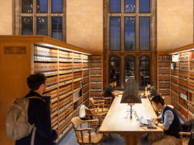 Students at work in the Law library