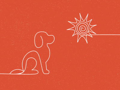 doodle of a dog looking at the sun