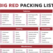 Big Red packing list