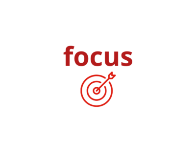 Text "focus" with graphic of target