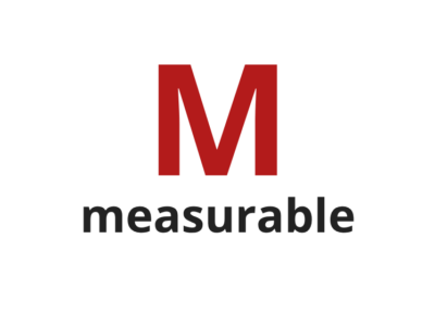 Letter M with text "measurable"